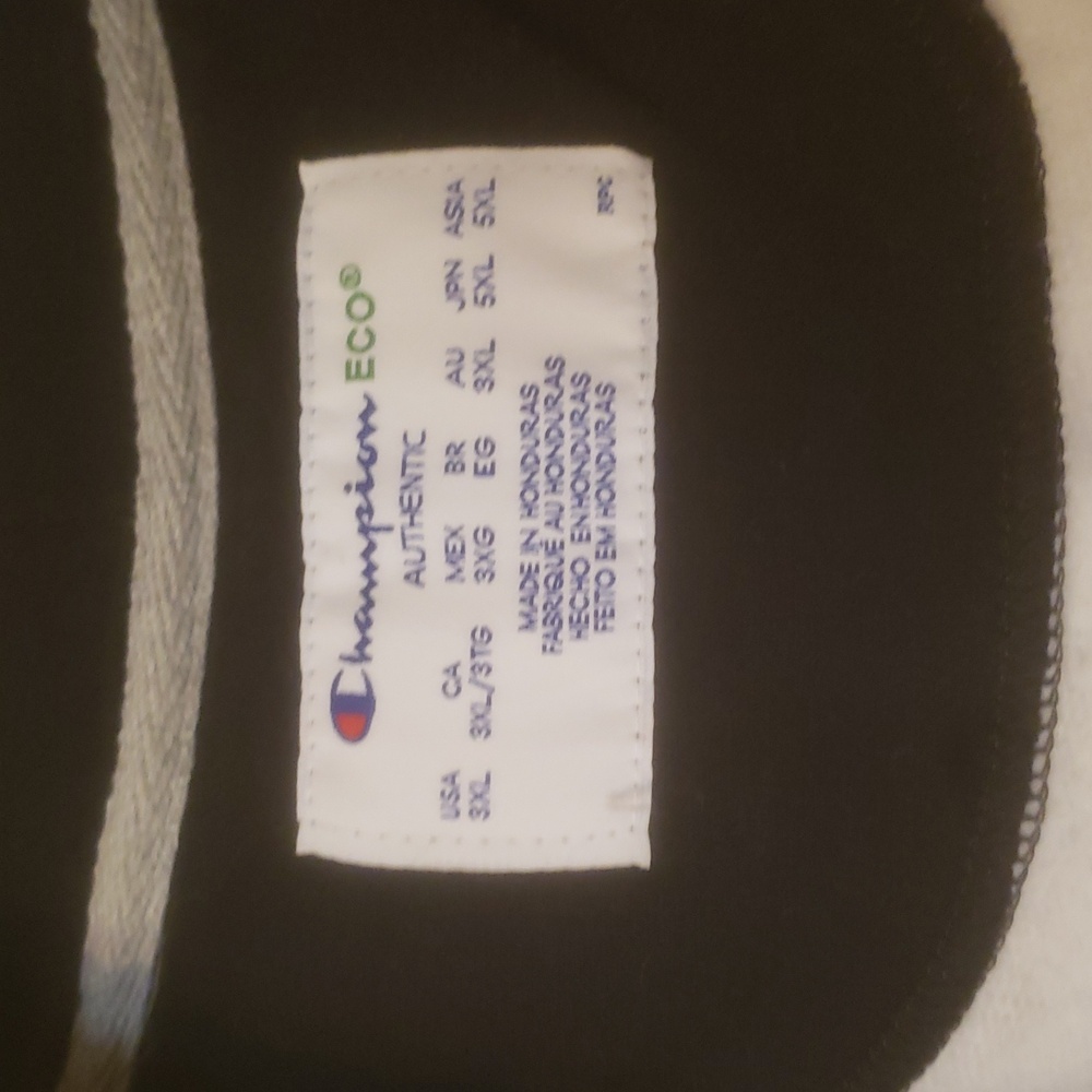 Champion Men's Zip-Up Gray Hoodie, Size 3XL, Black/White Lining - Picture 3 of 4